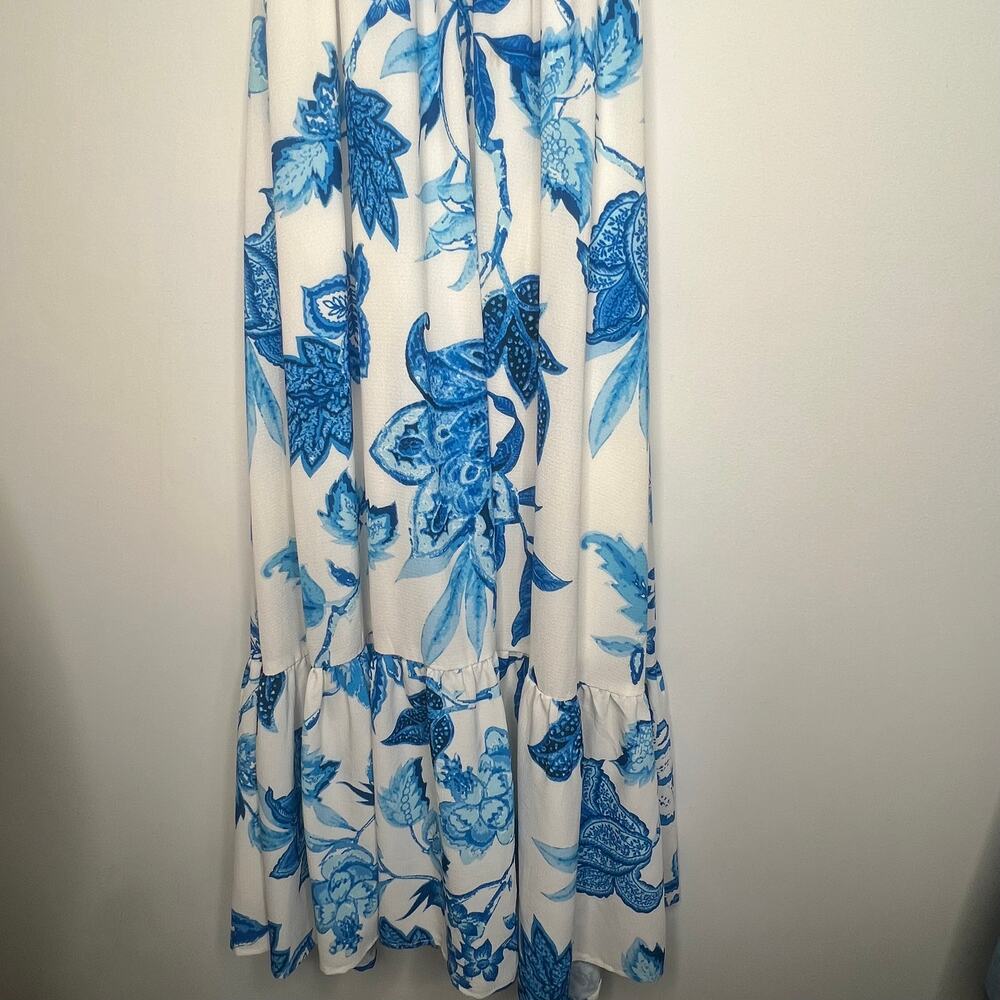 Flying Tomato Blue Floral Back Tie Midi Dress Size Small - Picture 3 of 6